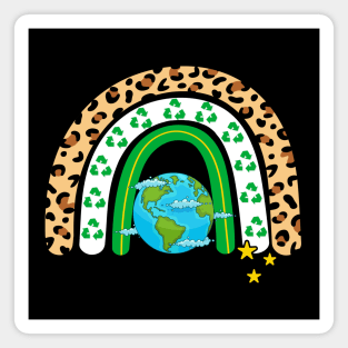 Earth Day Leopard Rainbow Magnet